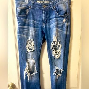 Womens MACHINE ripped denim distressed jeans size 7